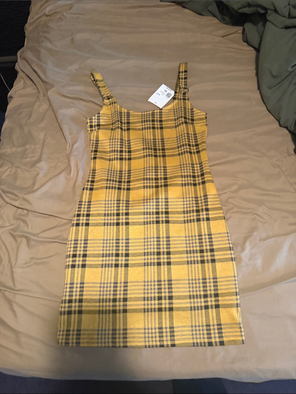 Forever 21 Yellow Plaid Tank Mini Dress
